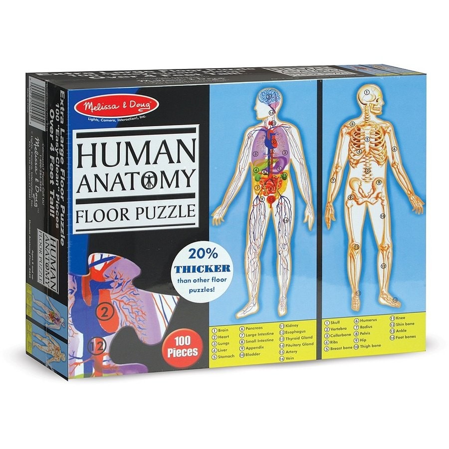Outlet Melissa And Doug Human Anatomy 2-Sided Jumbo Floor Puzzle 100pc