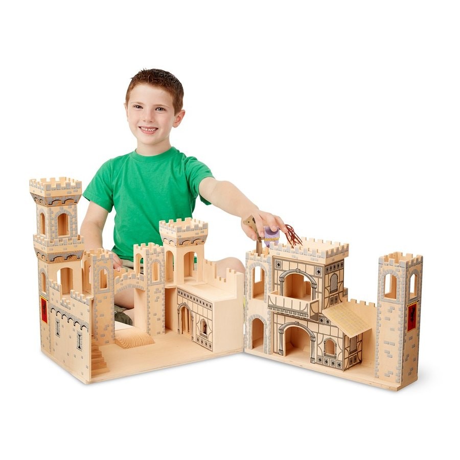 Outlet Melissa & Doug Deluxe Folding Medieval Wooden Castle - Hinged for Compact Storage