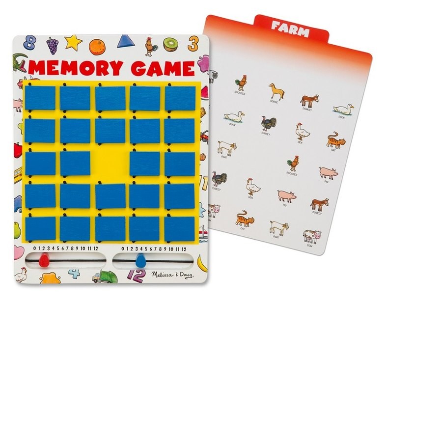 Discounted Melissa & Doug Flip to Win Travel Memory Game - Wooden Game Board, 7 Double-Sided Cards, Kids Unisex