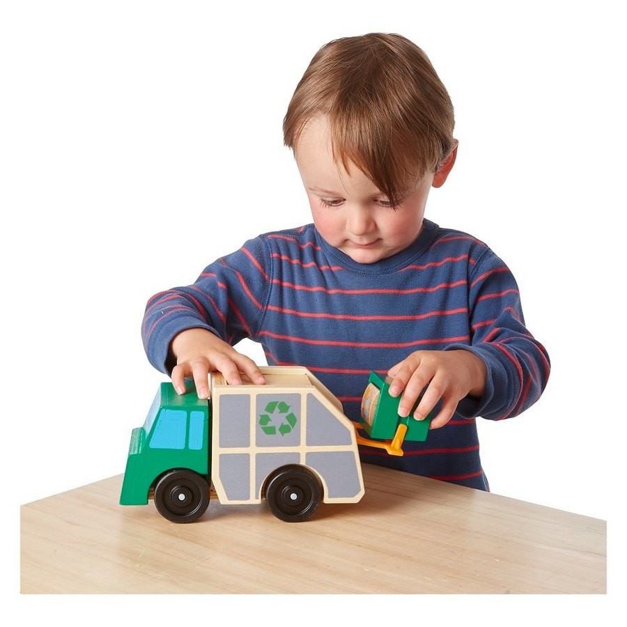 Outlet Melissa & Doug Garbage Truck Wooden Vehicle Toy (3pc)