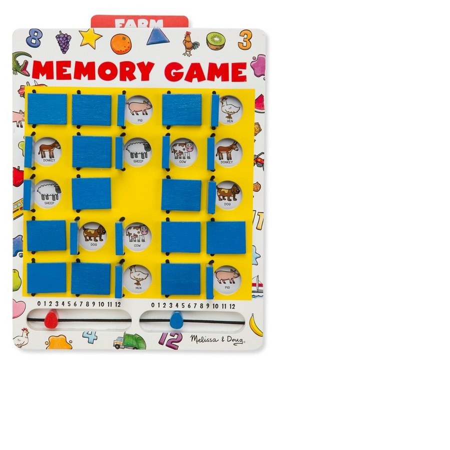 Discounted Melissa & Doug Flip to Win Travel Memory Game - Wooden Game Board, 7 Double-Sided Cards, Kids Unisex