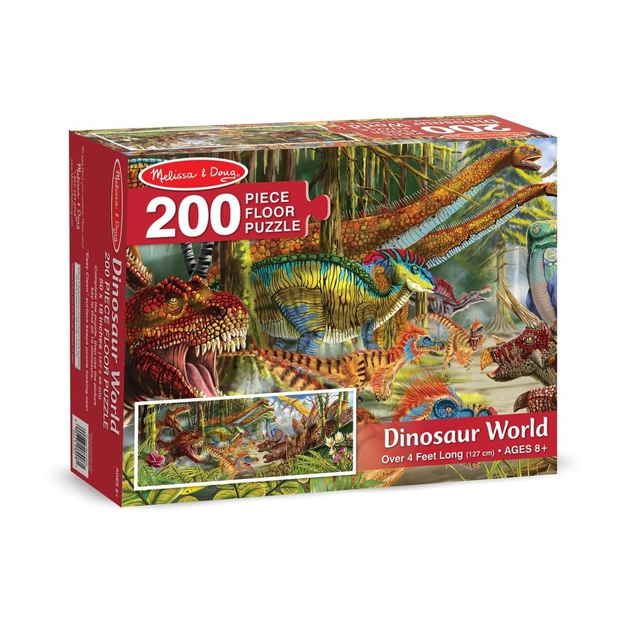Discounted Melissa And Doug Dinosaur World Jumbo Floor Puzzle 200pc