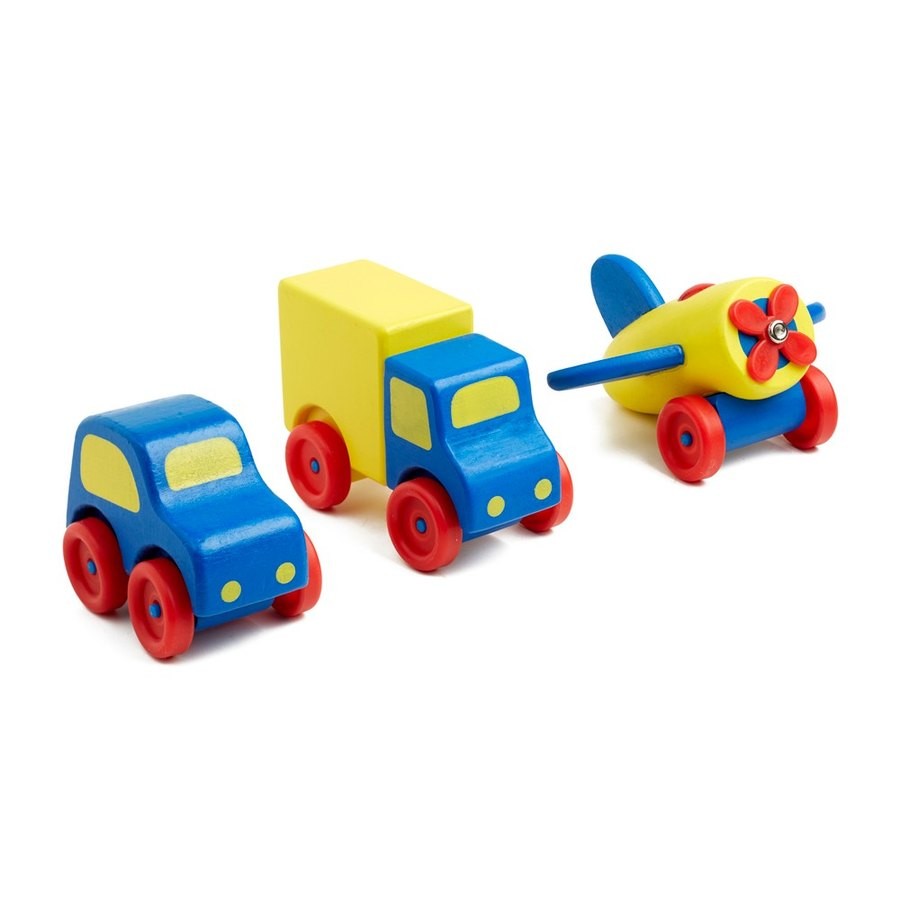 Discounted Melissa & Doug Deluxe Wooden First Vehicles Set With Truck, Car, and Airplane