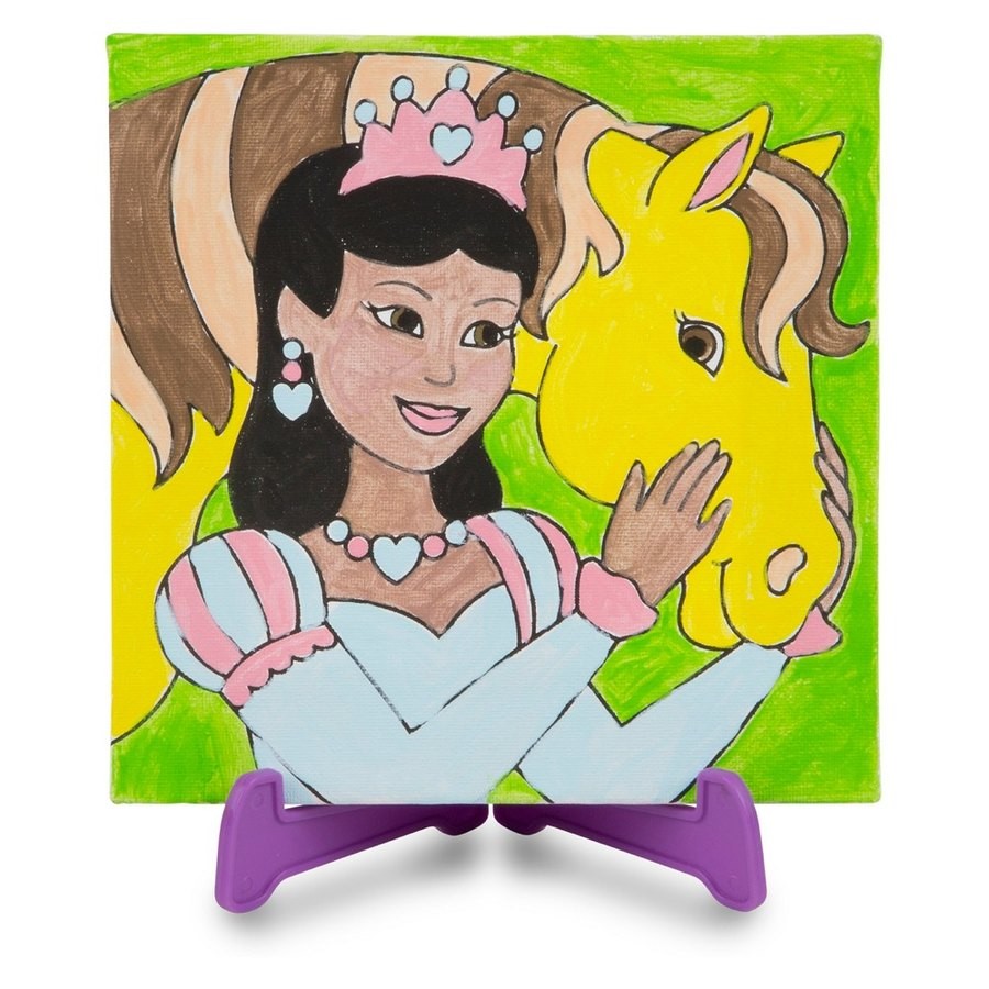 Discounted Melissa & Doug Canvas Painting Set: Princess - 3 Canvases, 8 Tubes of Paint