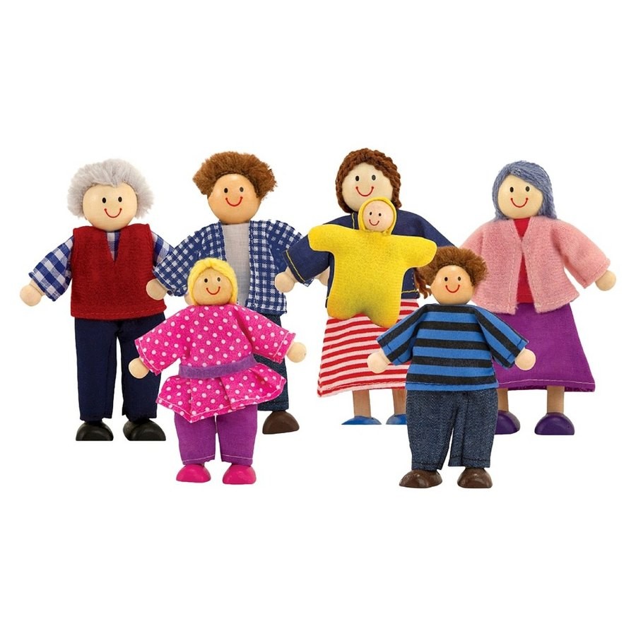 Discounted Melissa & Doug 7-Piece Poseable Wooden Doll Family for Dollhouse (2-4 inches each)