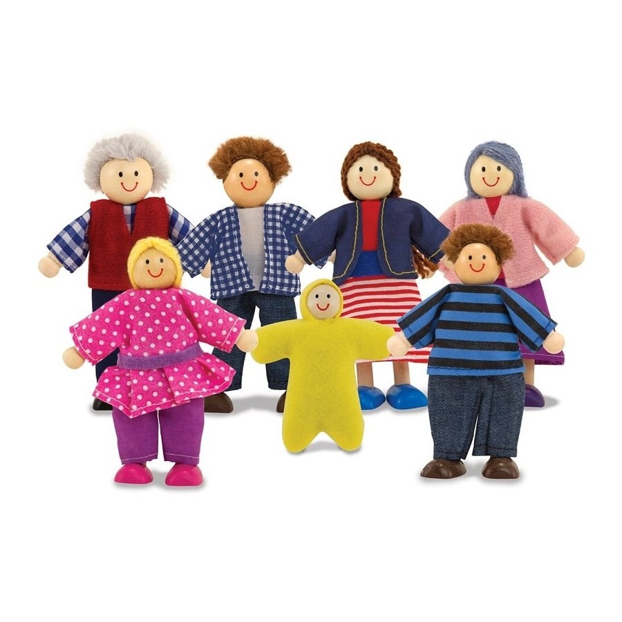 Discounted Melissa & Doug 7-Piece Poseable Wooden Doll Family for Dollhouse (2-4 inches each)