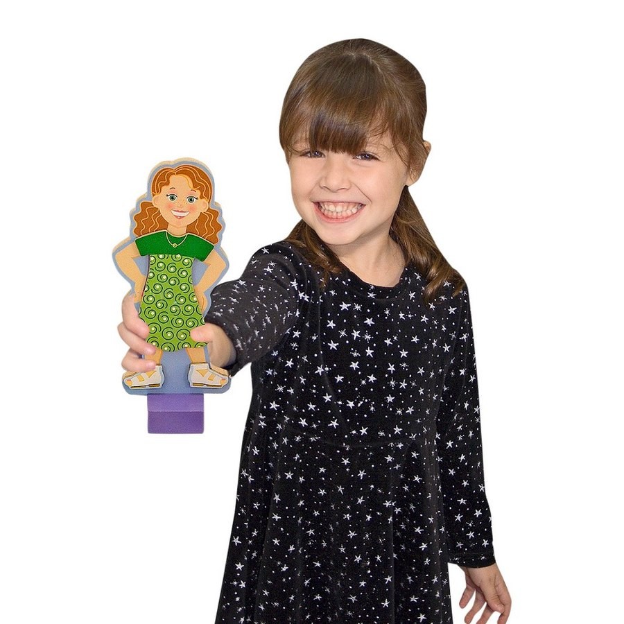 Discounted Melissa & Doug Maggie Leigh Magnetic Wooden Dress-Up Doll Pretend Play Set (25+pc)