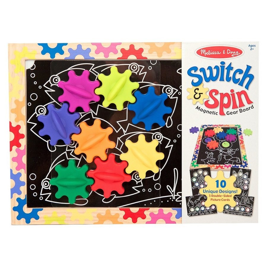 Outlet Melissa & Doug Switch and Spin Magnetic Gear Board - Educational Toy With 8 Gears and 5 Double-Sided Designs Board Game, Kids Unisex