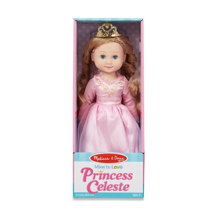 Discounted Melissa & Doug Celeste 14-Inch Poseable Princess Doll With Pink Gown and Tiara