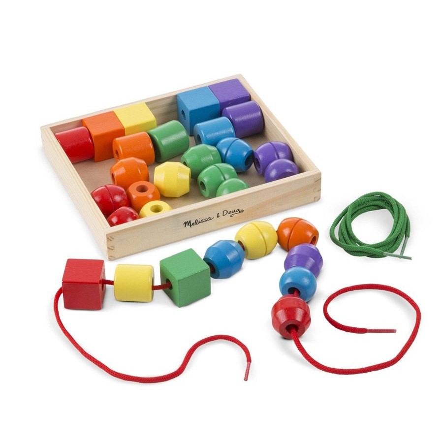 Best Melissa & Doug Primary Lacing Beads - Educational Toy With 30 Wooden Beads and 2 Laces