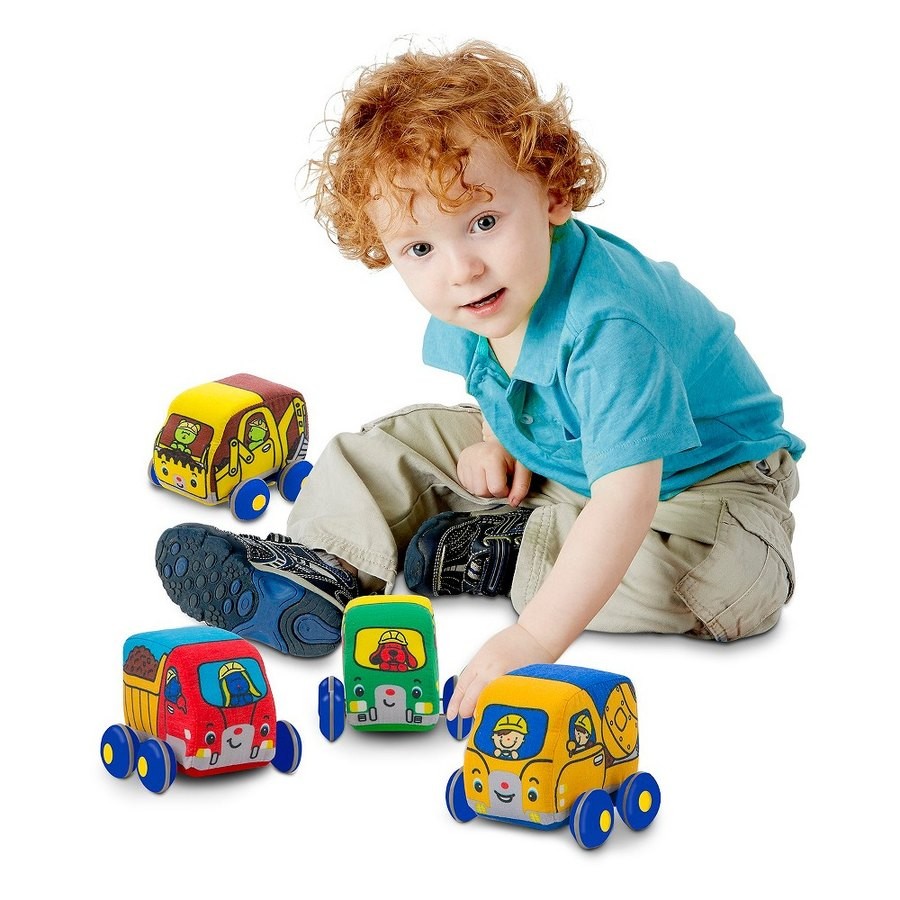 Best Melissa & Doug Pull-Back Construction Vehicles - Soft Baby Toy Play Set of 4 Vehicles