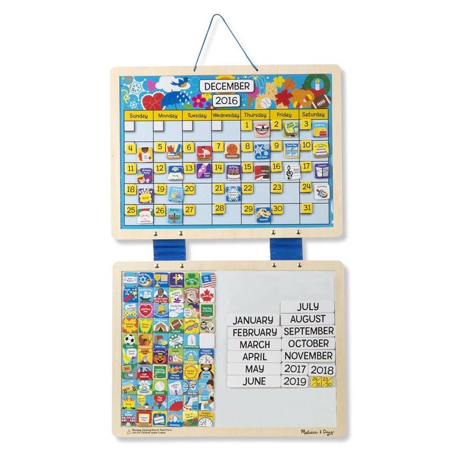 Discounted Melissa & Doug Kids' Magnetic Calendar and Responsibility Chart Set With 120+ Magnets to Track Schedules, Tasks, and Behaviors