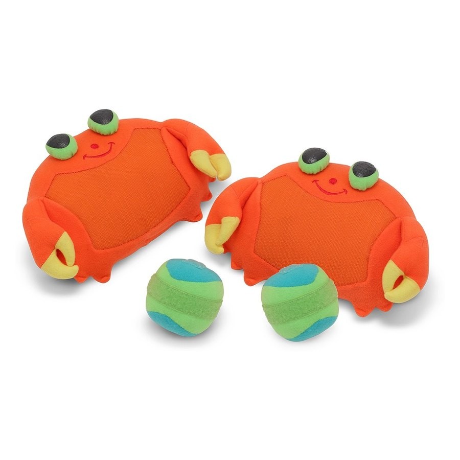 Discounted Melissa & Doug Sunny Patch Clicker Crab Toss and Grip Catching Game With 2 Balls