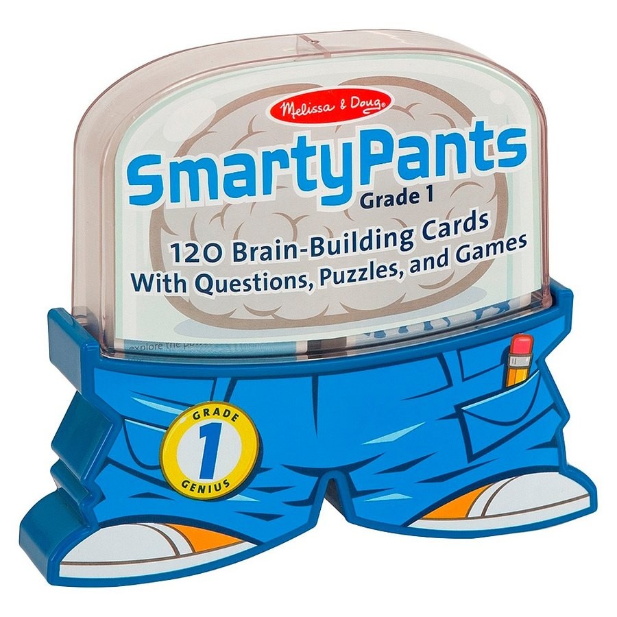 Discounted Melissa & Doug Smarty Pants 1st Grade Card Set - 120 Educational, Brain-Building Questions, Puzzles, and Games, Kids Unisex