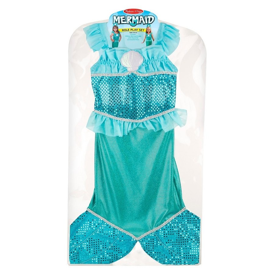 Discounted Melissa & Doug Mermaid Role Play Costume Set - Gown With Flaired Tail, Seashell Tiara, Women's