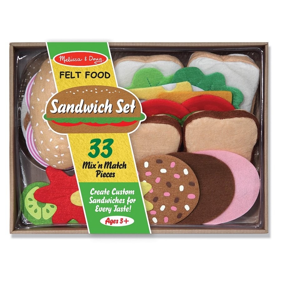Limited Sale Melissa & Doug Felt Food Sandwich Play Food Set (33pc)