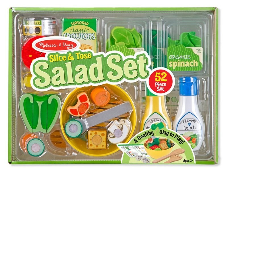 Limited Sale Melissa & Doug Slice and Toss Salad Play Food Set - 52pc Wooden and Felt