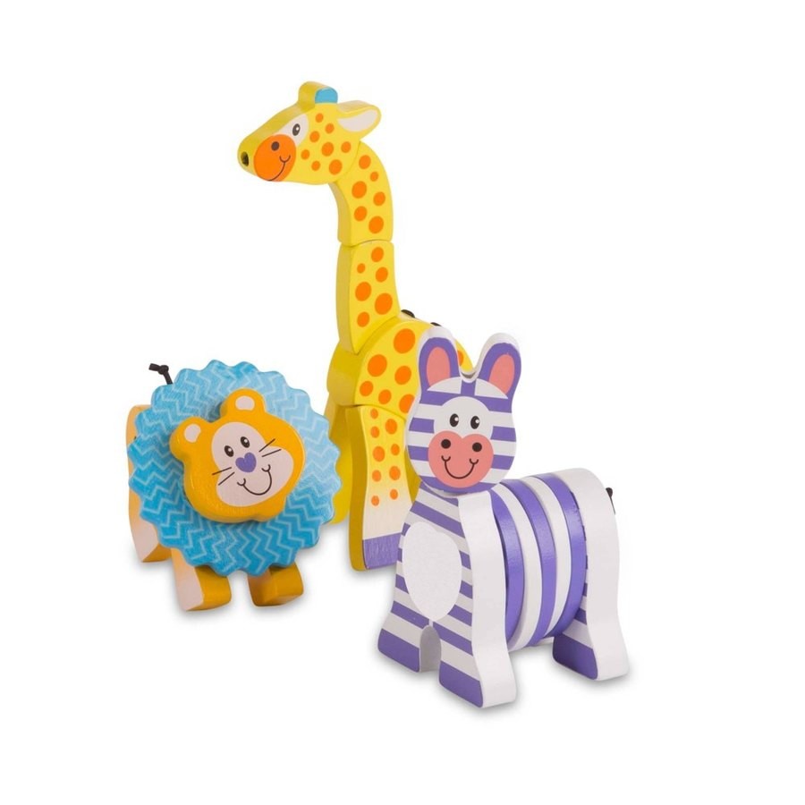 Limited Sale Melissa & Doug First Play Set of 3 Safari Animal Wooden Grasping Toys