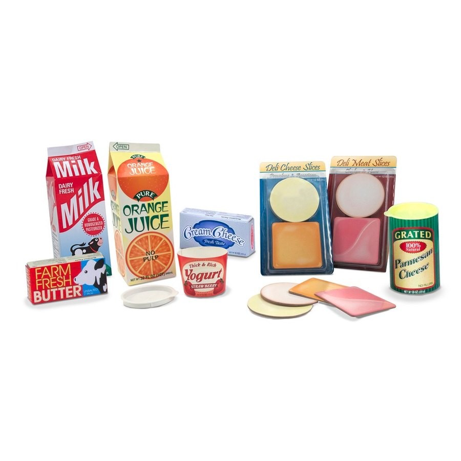 Limited Sale Melissa & Doug Fridge Groceries Play Food Cartons (8pc) - Toy Kitchen Accessories