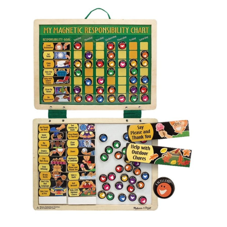 Limited Sale Melissa & Doug Deluxe Wooden Magnetic Responsibility Chart With 90 Magnets
