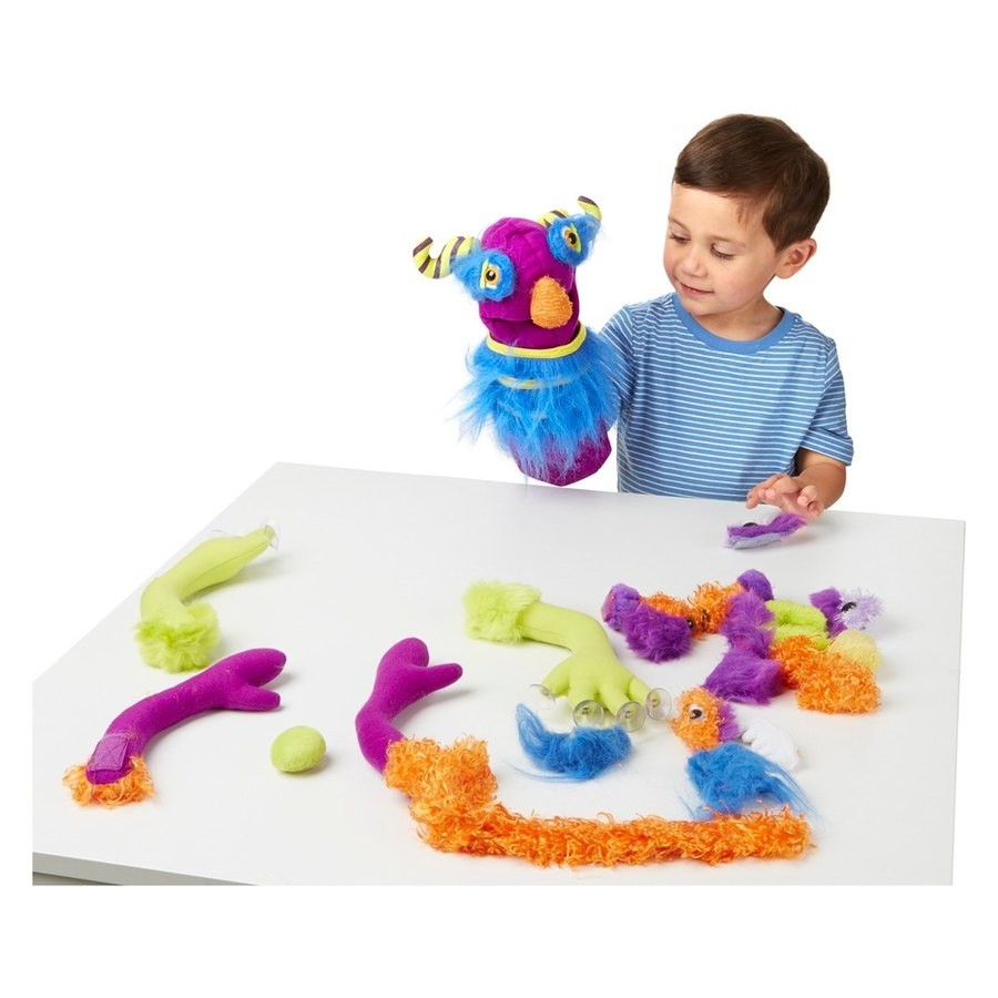 Limited Sale Melissa & Doug Make-Your-Own Fuzzy Monster Puppet Kit With Carrying Case (30pc)