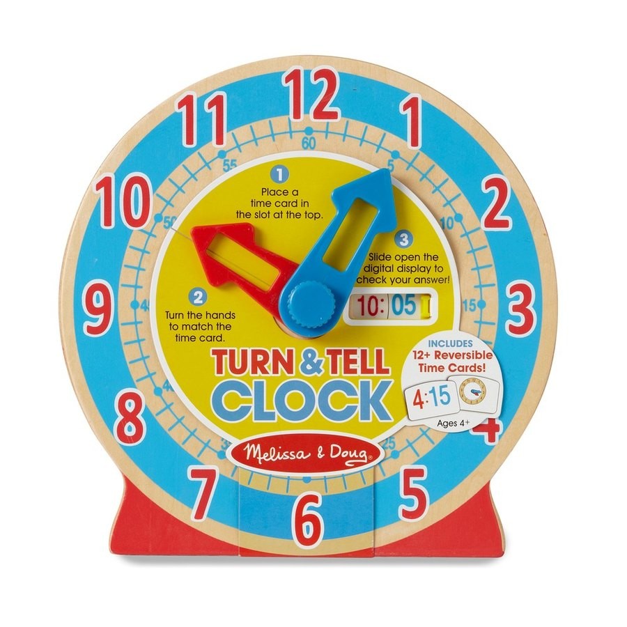 Limited Sale Melissa & Doug Turn & Tell Wooden Clock - Educational Toy With 12+ Reversible Time Cards