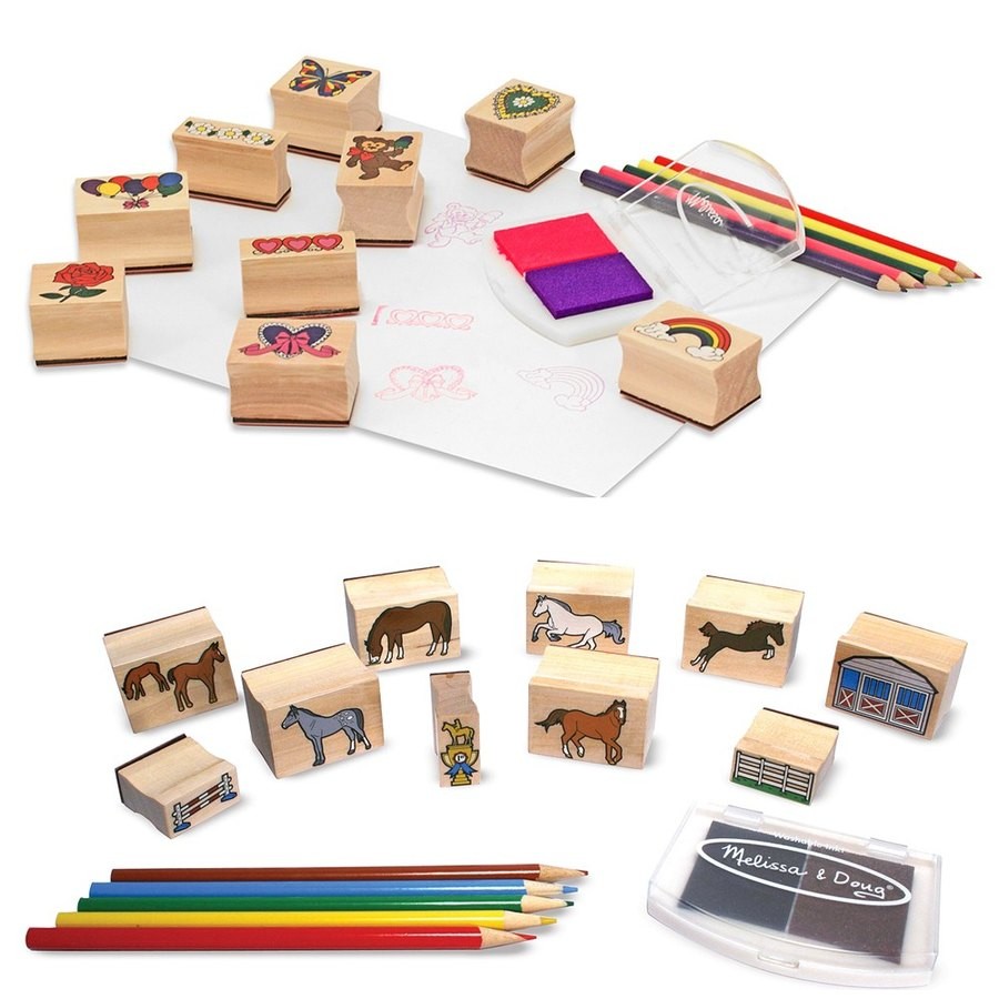 Limited Sale Melissa & Doug Wooden Stamp Sets (2): Friendship and Horses