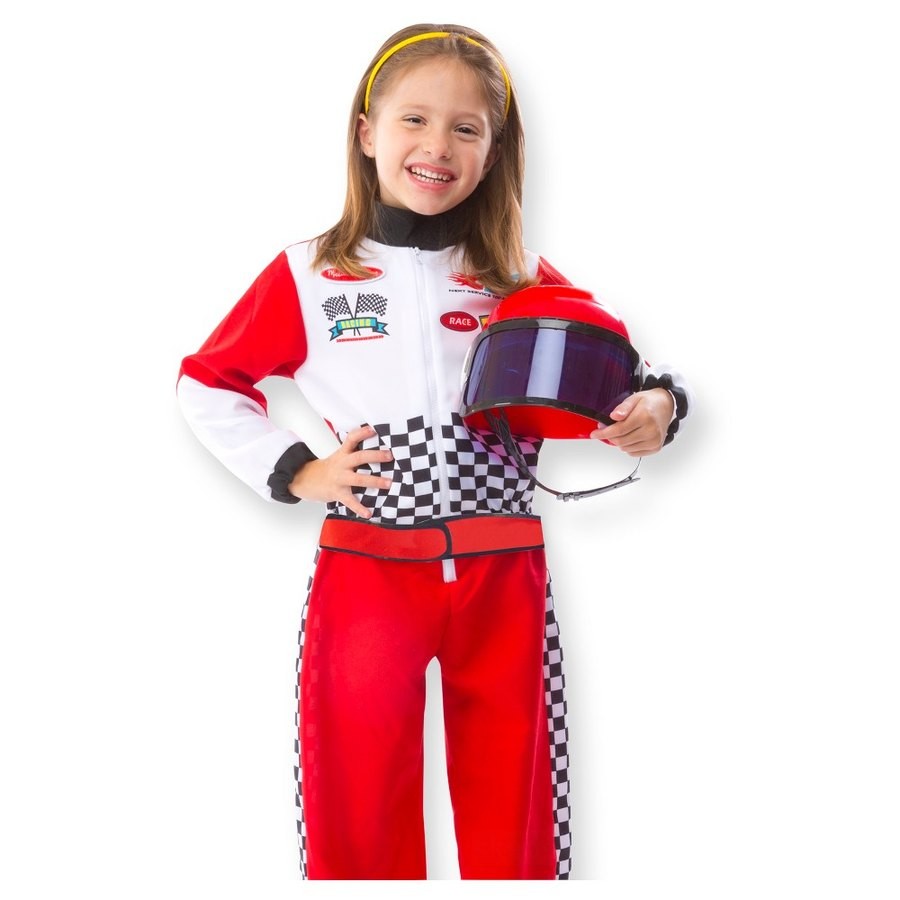 Limited Sale Melissa & Doug Race Car Driver Role Play Costume Set (3pc) - Jumpsuit, Helmet, Steering Wheel, Adult Unisex, Size: Small, Gold