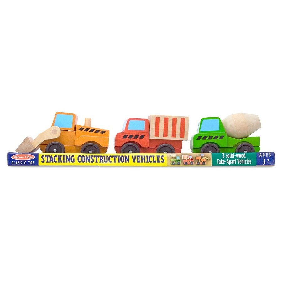 Limited Sale Melissa & Doug Stacking Construction Vehicles Wooden Toy Set