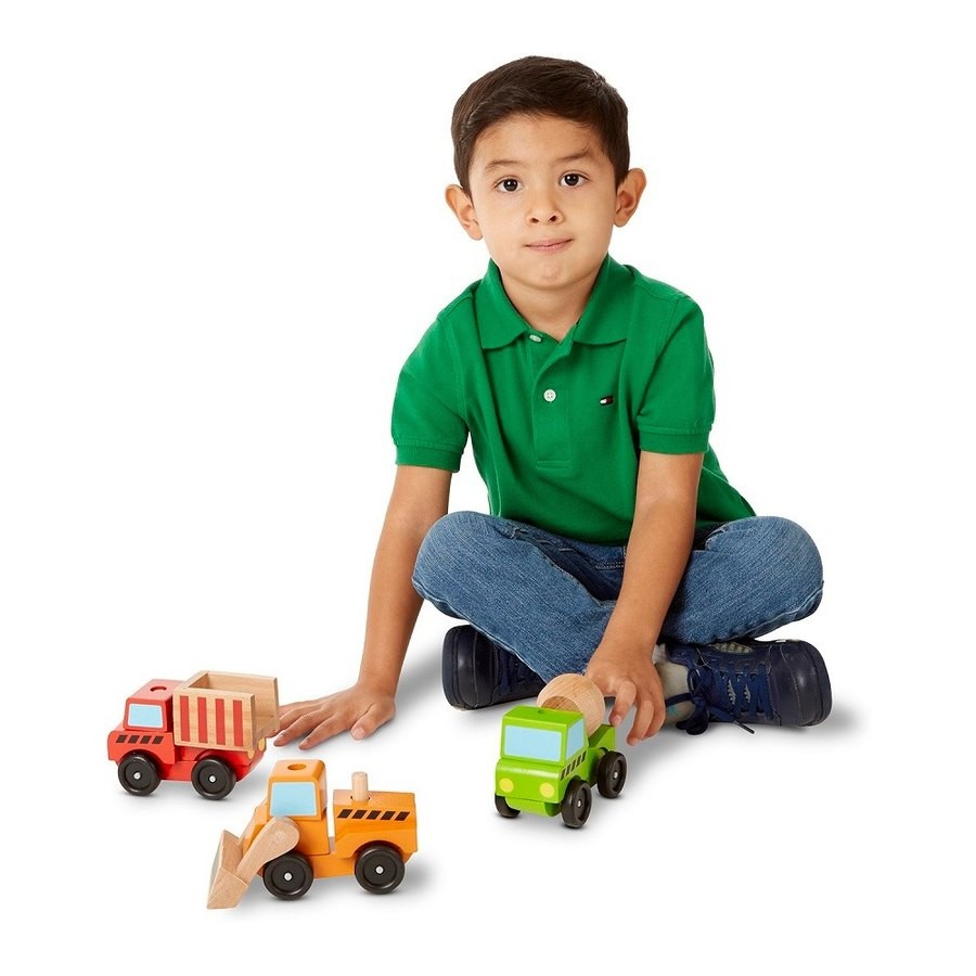 Limited Sale Melissa & Doug Stacking Construction Vehicles Wooden Toy Set