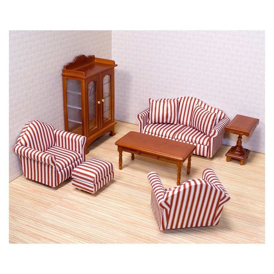 Limited Sale Melissa & Doug Classic Victorian Wooden and Upholstered Dollhouse Living Room Furniture (9pc)