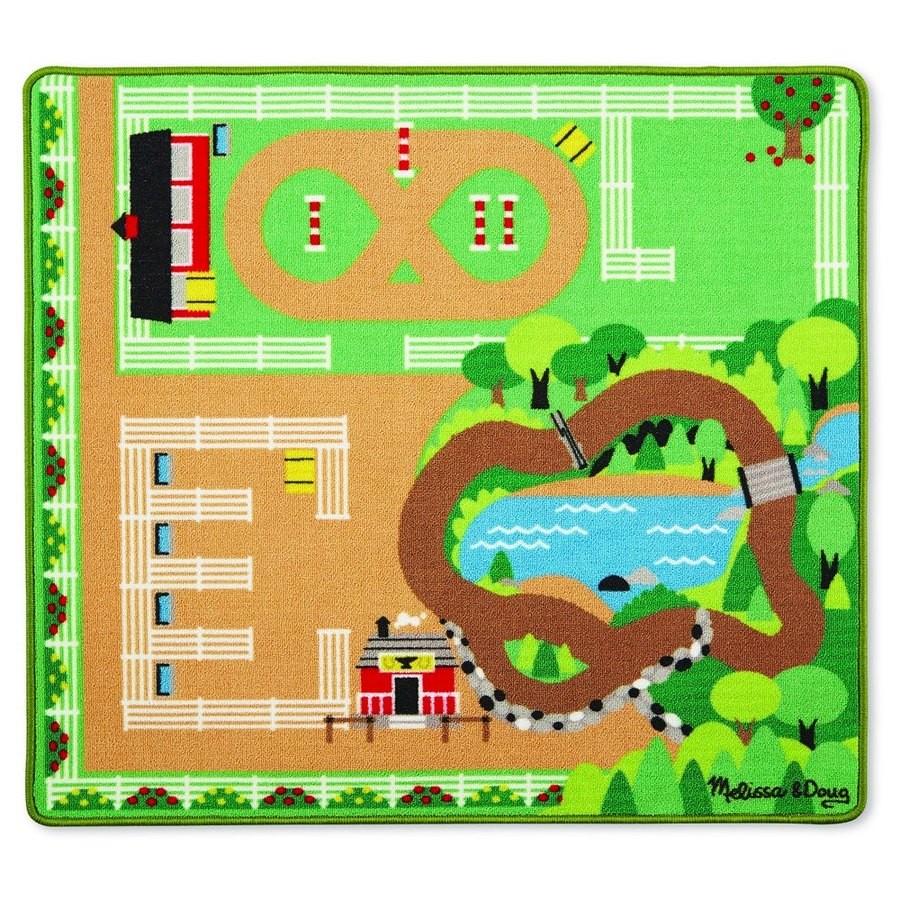 Limited Sale Melissa & Doug Round the Ranch Horse Activity Rug (39 x 36 inches) With 4 Play Horses and Folding Fence