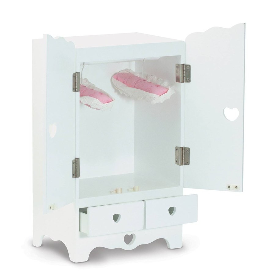Limited Sale Melissa & Doug White Wooden Doll Armoire Closet With 2 Hangers (12 x 20 x 9 inches)