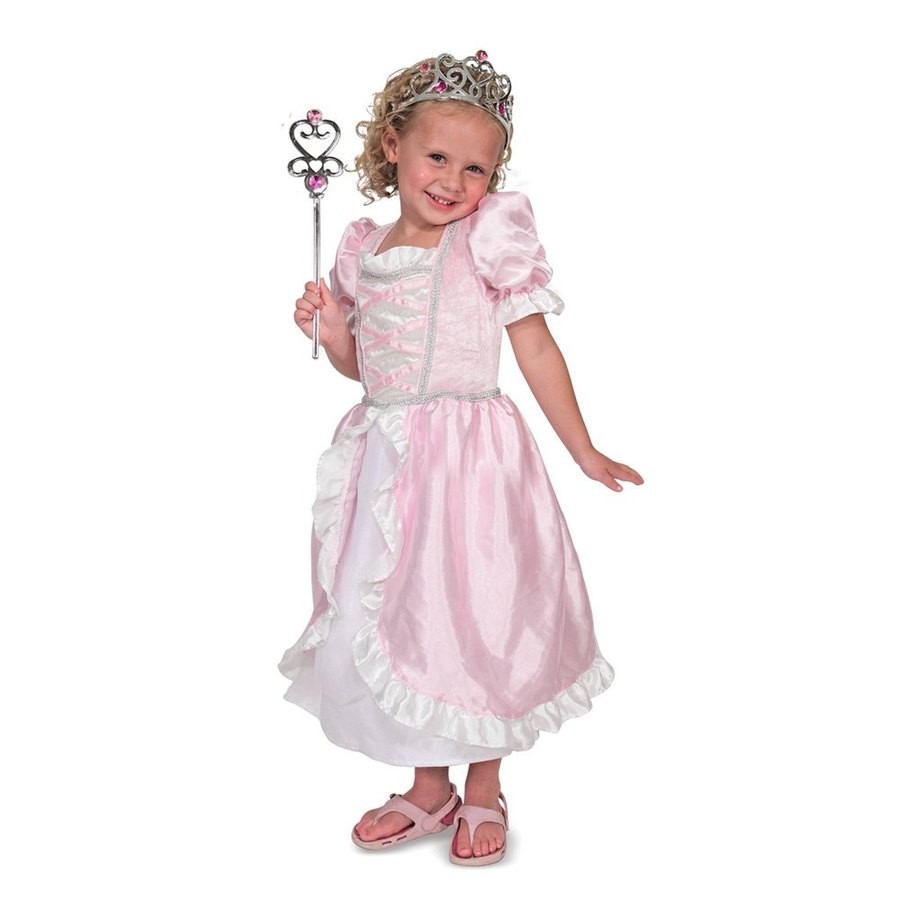Limited Sale Melissa & Doug Princess Role Play Costume Set (3pc)- Pink Gown, Tiara, Wand, Women's, Size: Small