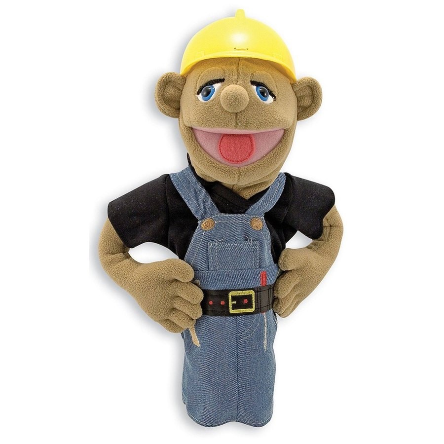 Limited Sale Melissa & Doug Construction Worker Puppet With Detachable Wooden Rod for Animated Gestures