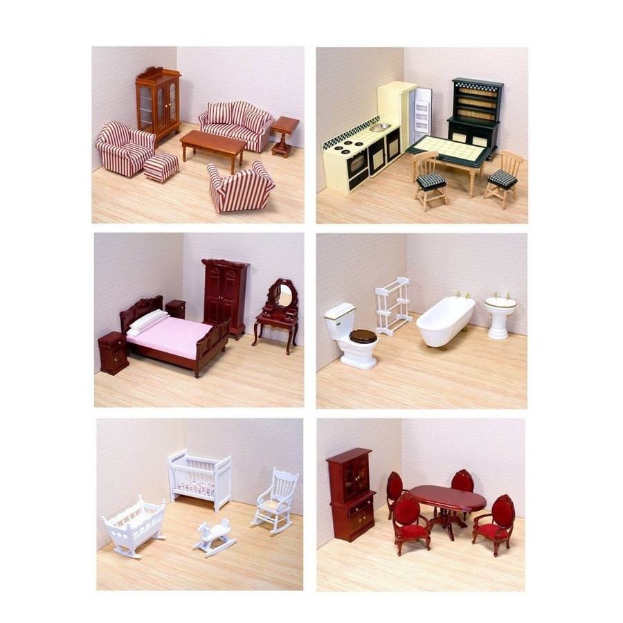 Limited Sale Melissa & Doug Classic Victorian Wooden and Upholstered Dollhouse Furniture (35pc)