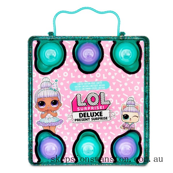 Genuine L.O.L. Surprise Deluxe Present Surprise Limited Edition Sprinkles Doll and Pet Teal