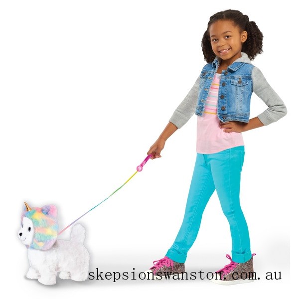 Discounted Barbie Walking Puppy with removable Unicorn Hood