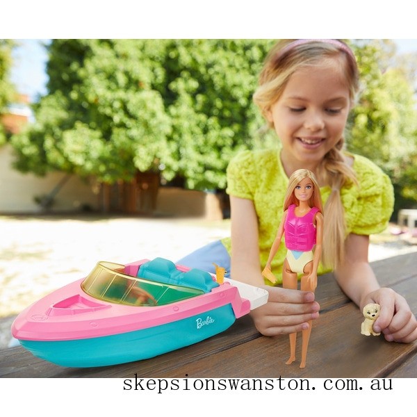 Clearance Sale Barbie Boat with Puppy and Accessories