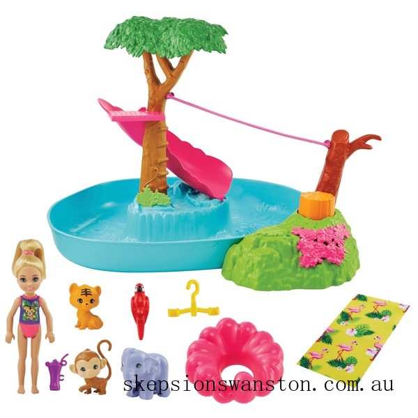 Genuine Barbie and Chelsea Splashtastic Pool Surprise Playset
