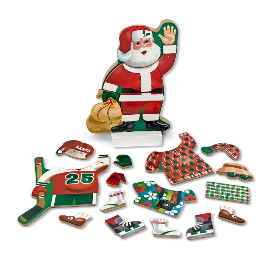 Sale Melissa & Doug Santa Wooden Dress-Up Doll and Stand With Magnetic Accessories (22pc)