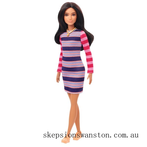 Outlet Sale Barbie Fashionista Doll 147 Striped Long Sleeve Dress