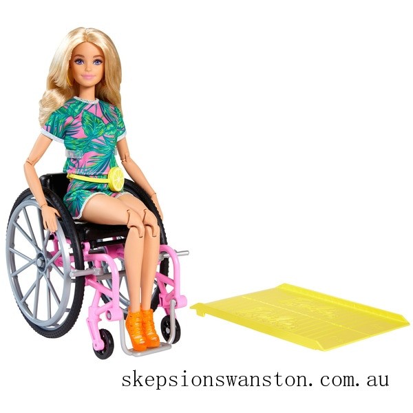 Genuine Barbie Doll 165 with Wheelchair Blonde