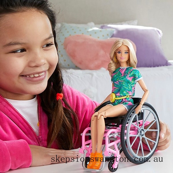 Genuine Barbie Doll 165 with Wheelchair Blonde