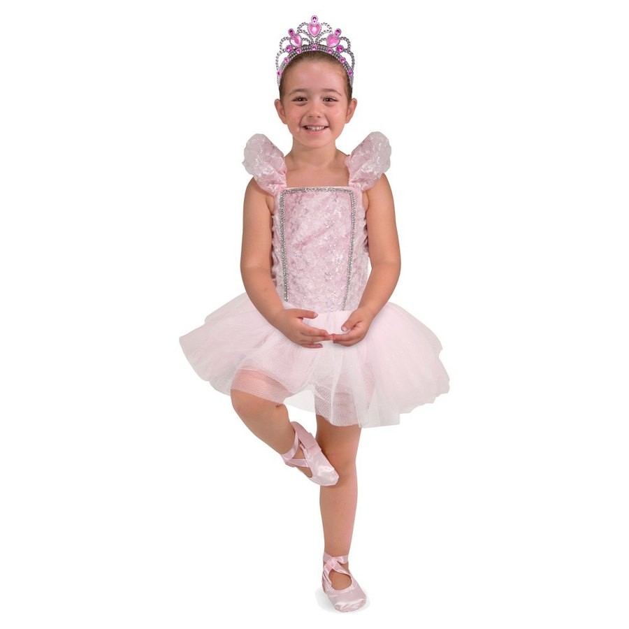 Sale Melissa & Doug Ballerina Role Play Costume Set (4pc) - Includes Ballet Slippers, Tutu, Women's, Size: Small, Pink