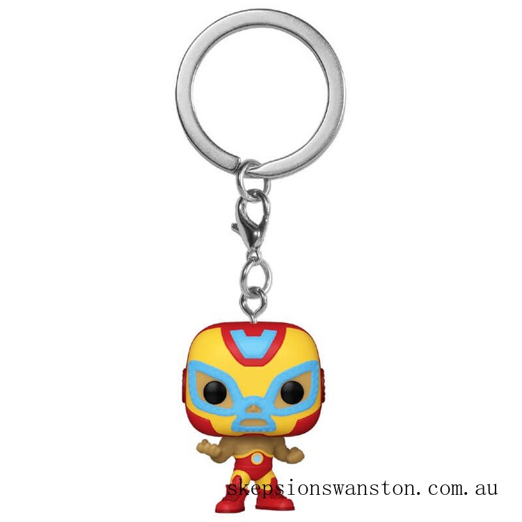 Genuine Marvel Luchadores Iron Man Pop! Keychain